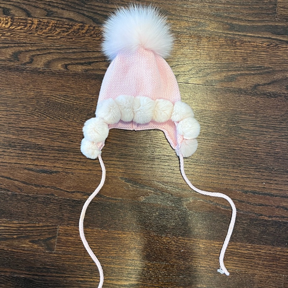 REGINA pom hat pink wool 2-4T